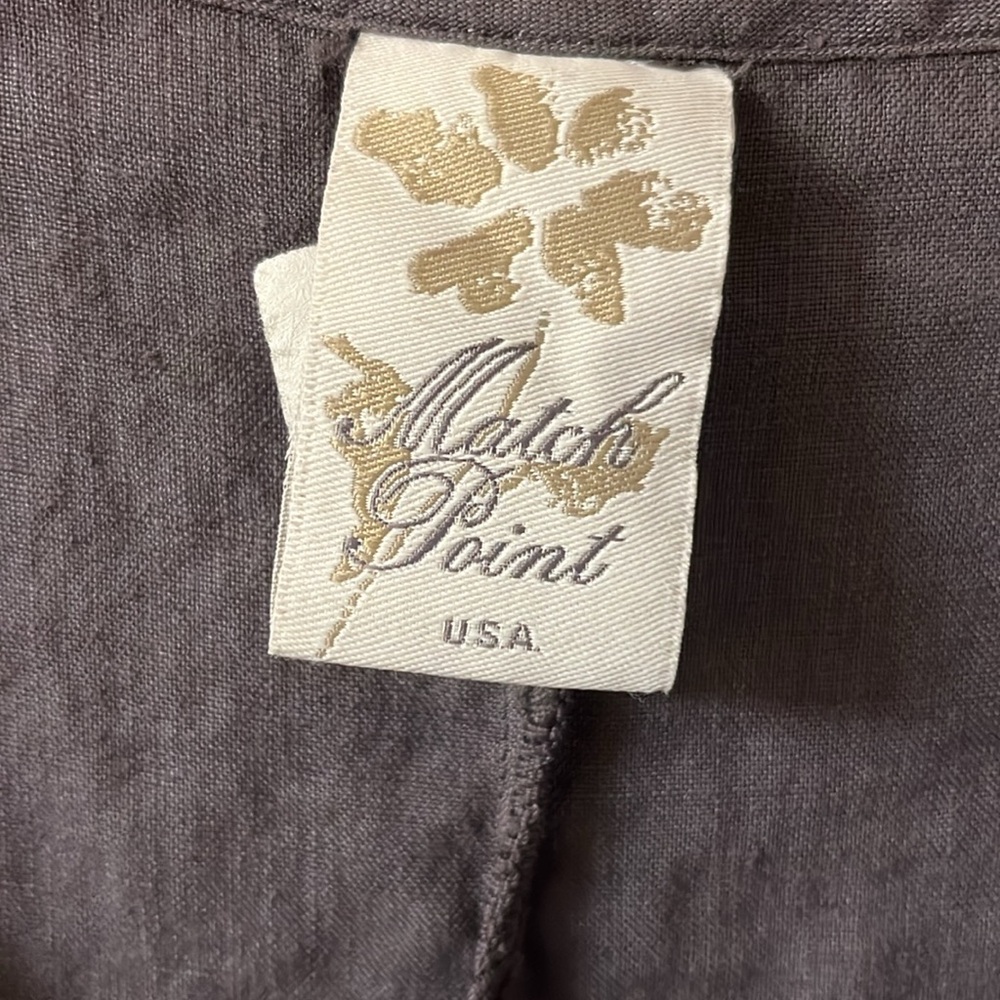 Women’s linen dress made by Match Point, size L.  Cap sleeve.